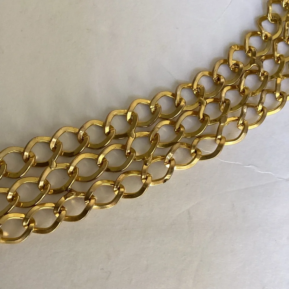 Gold Tone Multi-Chain Link Belt Toggle Closure Statement